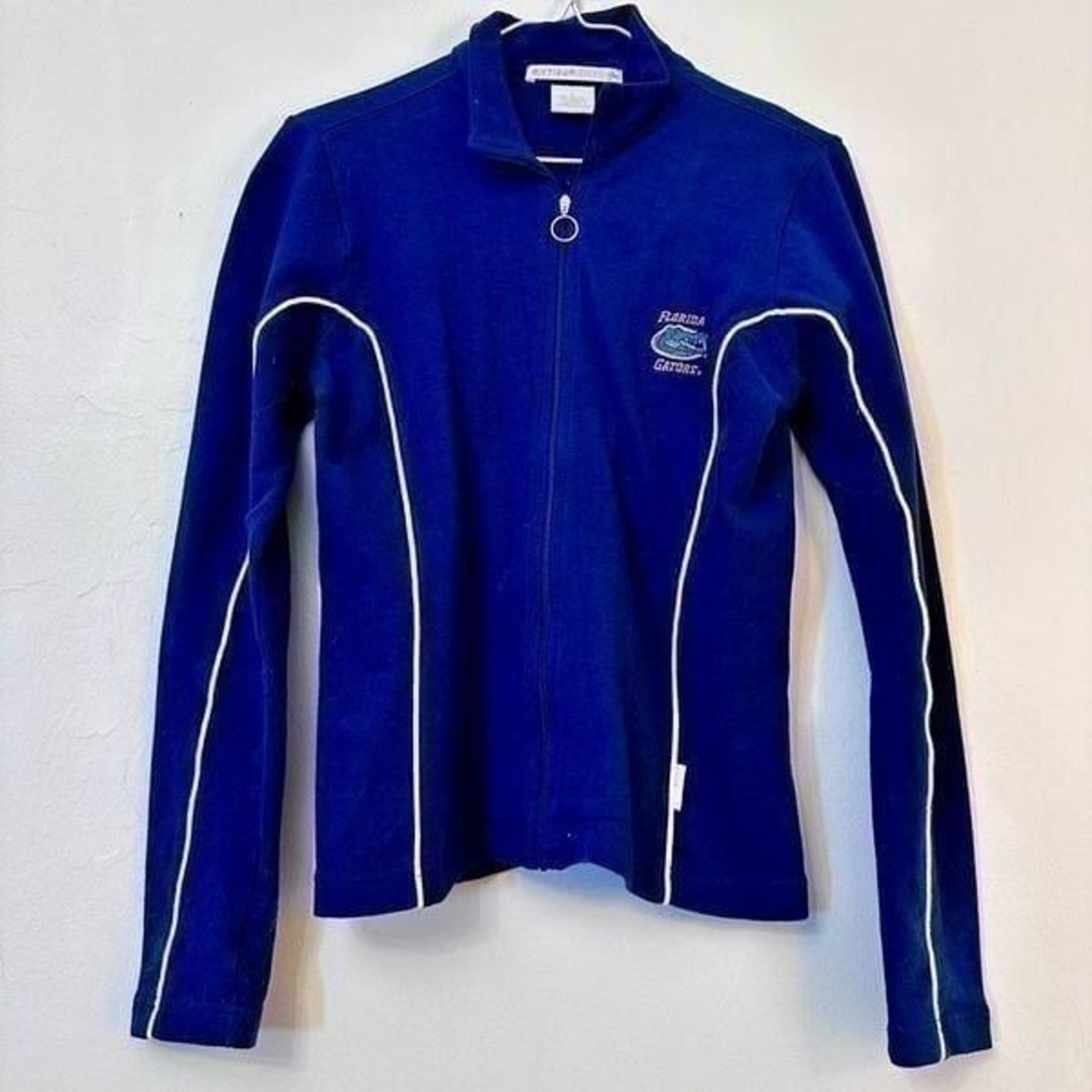 Antigua Womens Sport Full Zip Florida Gators UF Piped Sweatshirt Blue Small