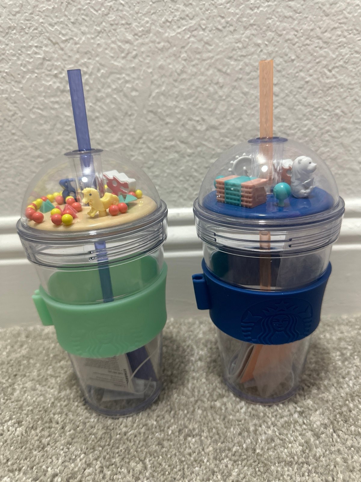 TWO Singapore Starbucks Dome Cup Dark Blue and teal