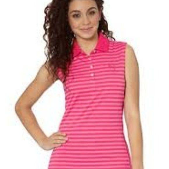 Puma pink striped golf polo XS