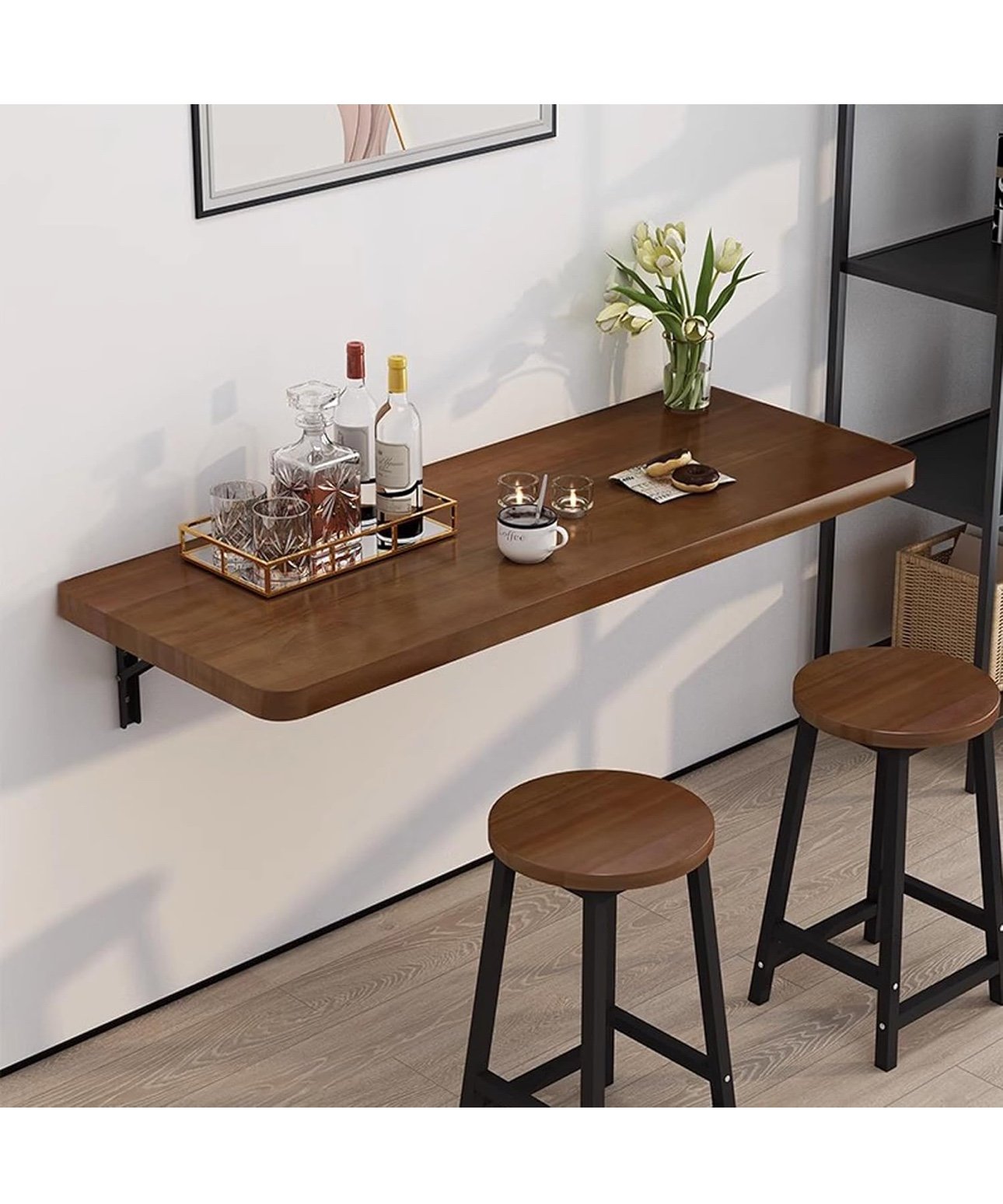 Wall Mounted Folding Table,Floating Wall Desk for Small Spaces,Functional Hangin