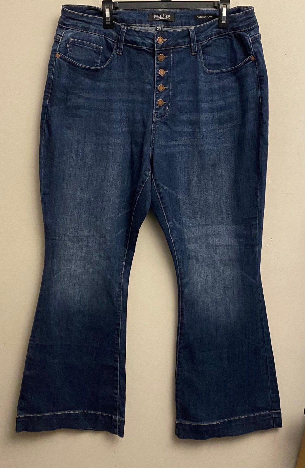 Judy Blue Trouser Flare Jeans Womens Size 20W Dark Wash High Waist Stretch 70's.