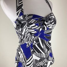 Trina Turk blue white halter bustier