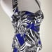 Trina Turk blue white halter bustier