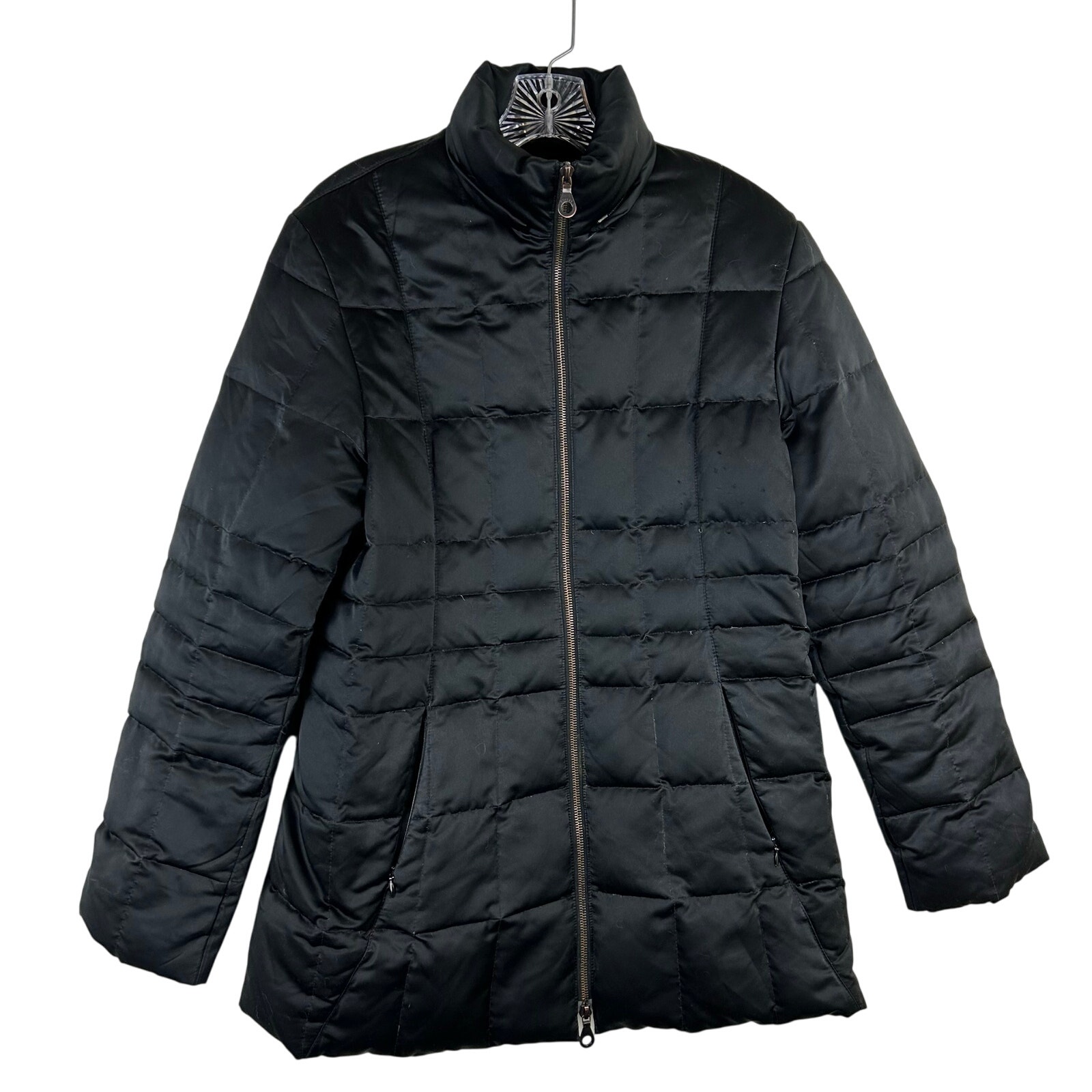 Searle Goose Down Long Puffer Jacket Coat Womens Size 4 Black Insuldated Winter