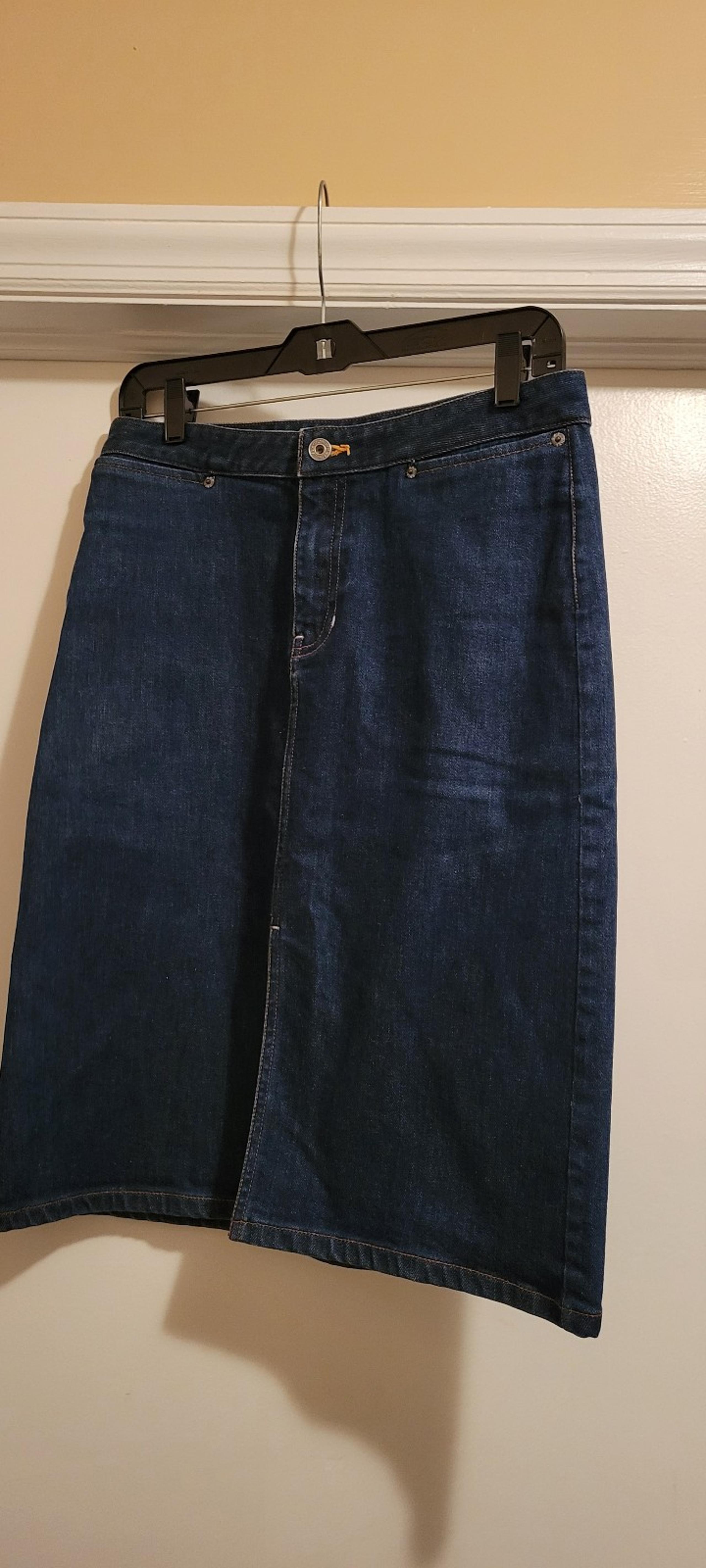 GAP Women's Size 6 Stretch Denim Midi Slit Hem  Indigo Pencil Skirt