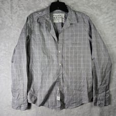 Frank and Eileen Barry Size Medium M Crinkle Cotton Glen Plaid Long Sleeve Shirt