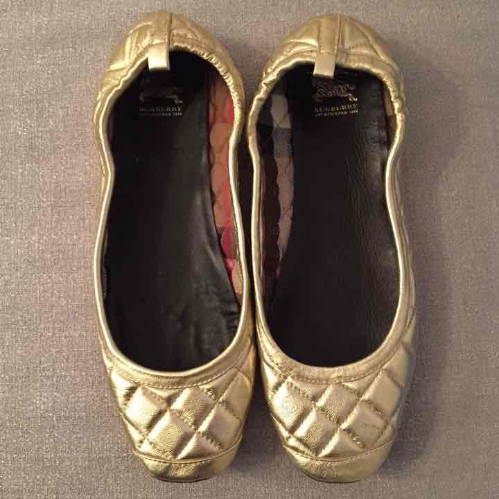 Burberry Gold Ballet Flats