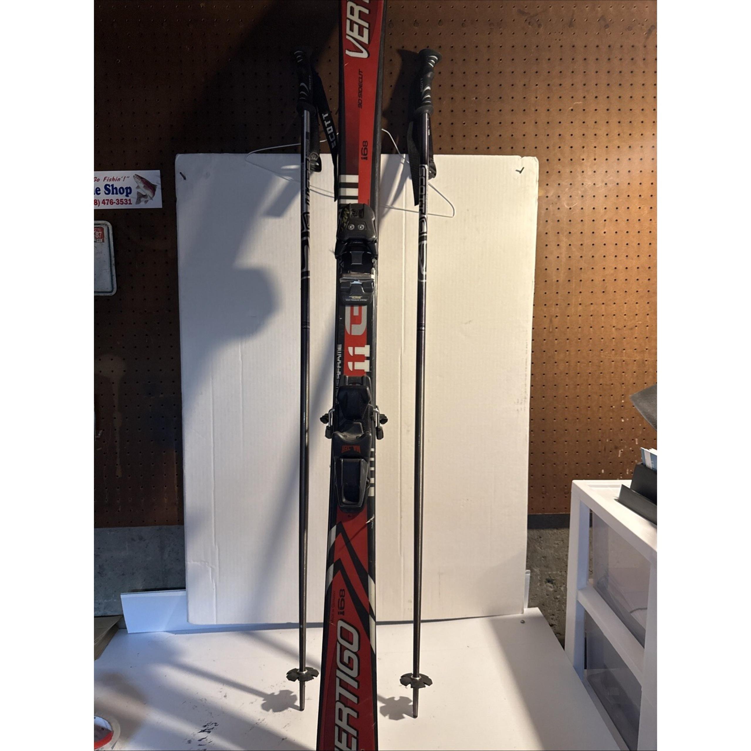 Volkl Vertigo G11 I68 3D Sidecut Skis 168cm W Marker M29v Bindings & Scott Poles