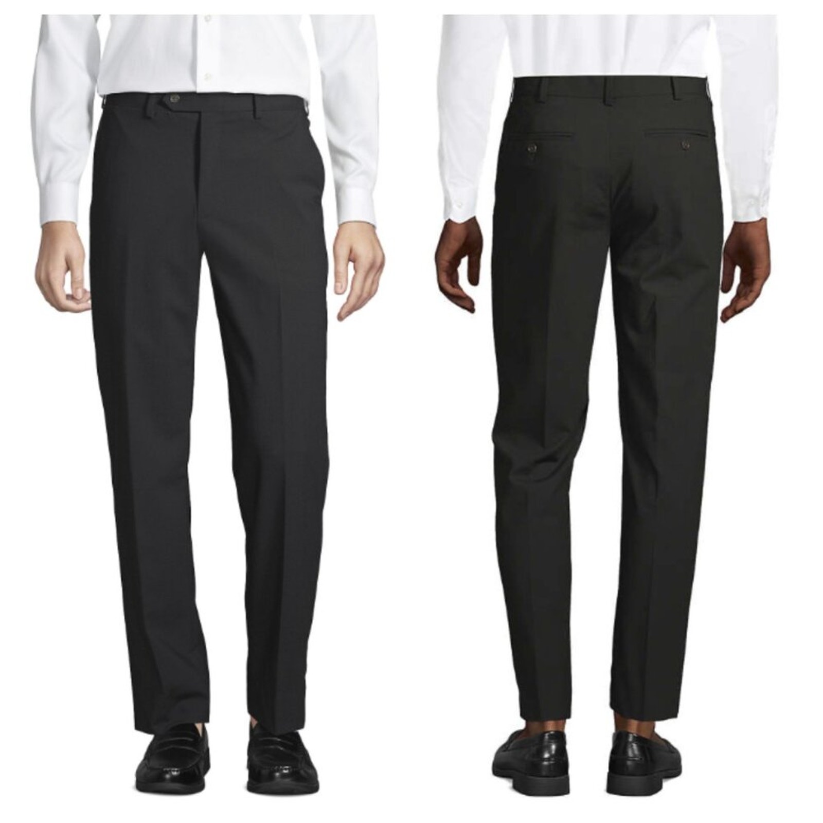 Lands' End Men's Washable Wool Plain Trousers True Navy Size 36
