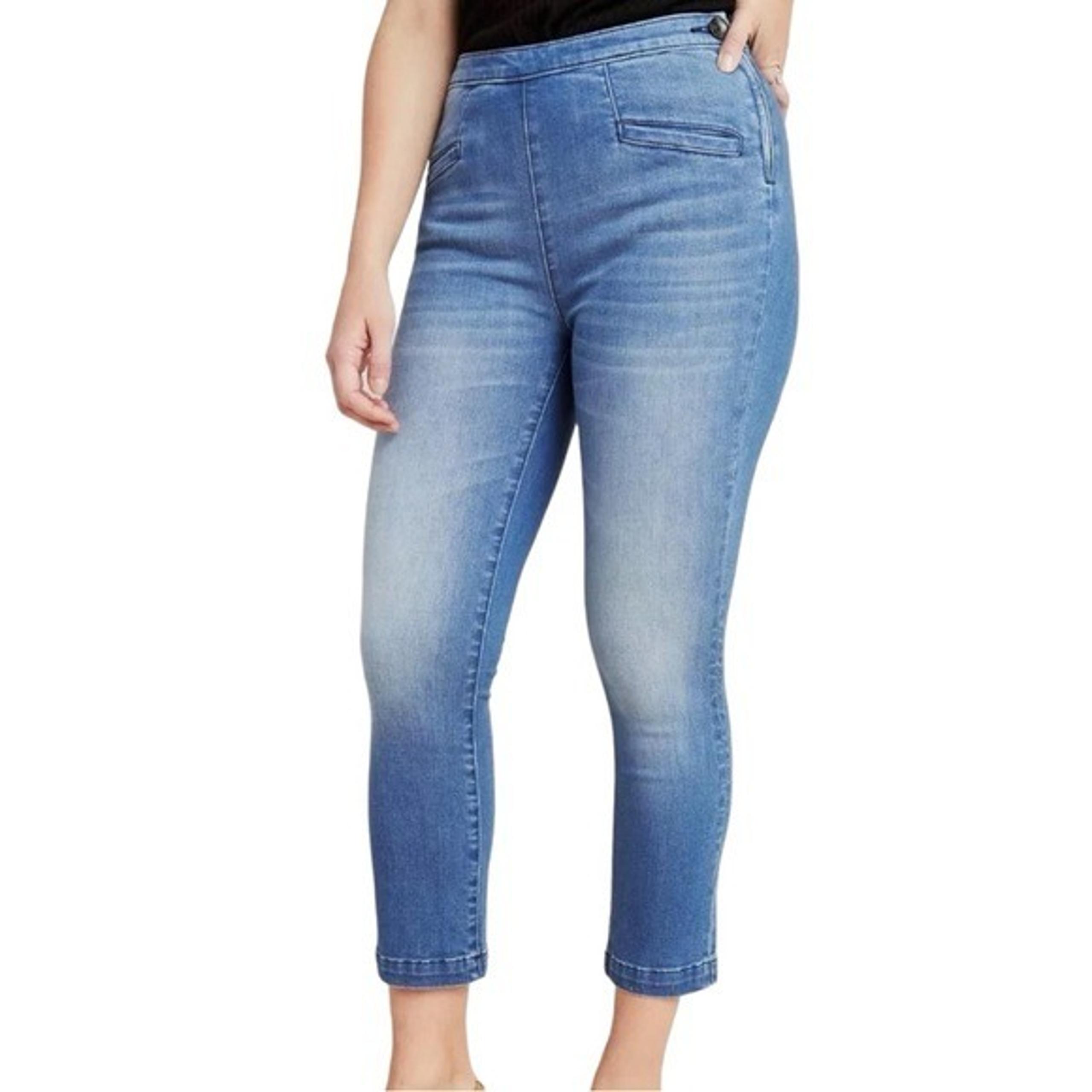 Anthropologie PILCRO High Rise Denim Ankle Leggings size 29 in Medium Wash
