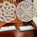 NEW 2 Pack Wooden Carved Cutout Flower Medallion Sculpture, Rustic