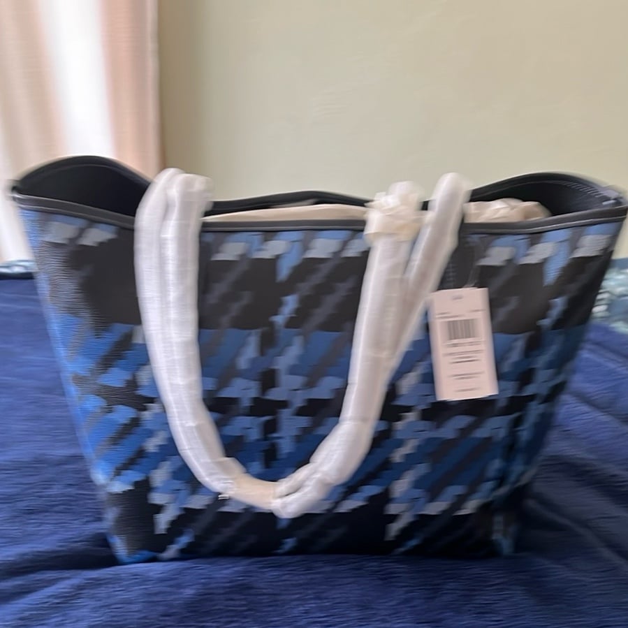 Coach Blue and Black Pattern Tote NWT
