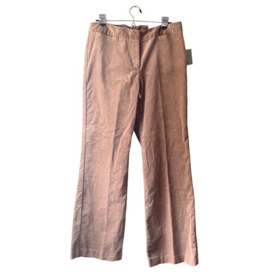 NEW Liz Claiborne Sloane Bootcut Tan Velvet Dress Pants Slacks 10 Large Corduroy
