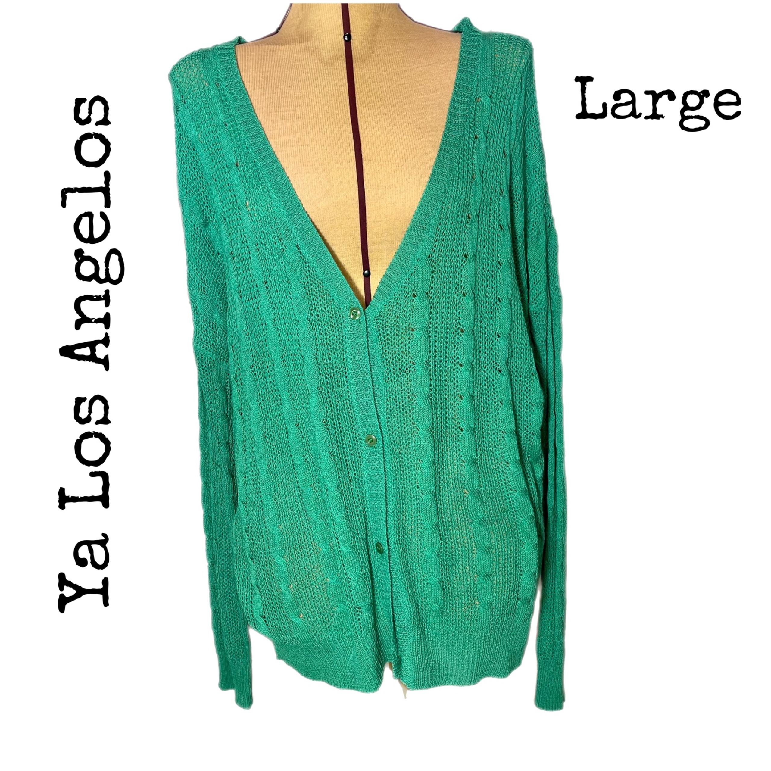 Large L Ya Los Angeles Boutique Brand Turqoiuse Teal Cardigan Sweater