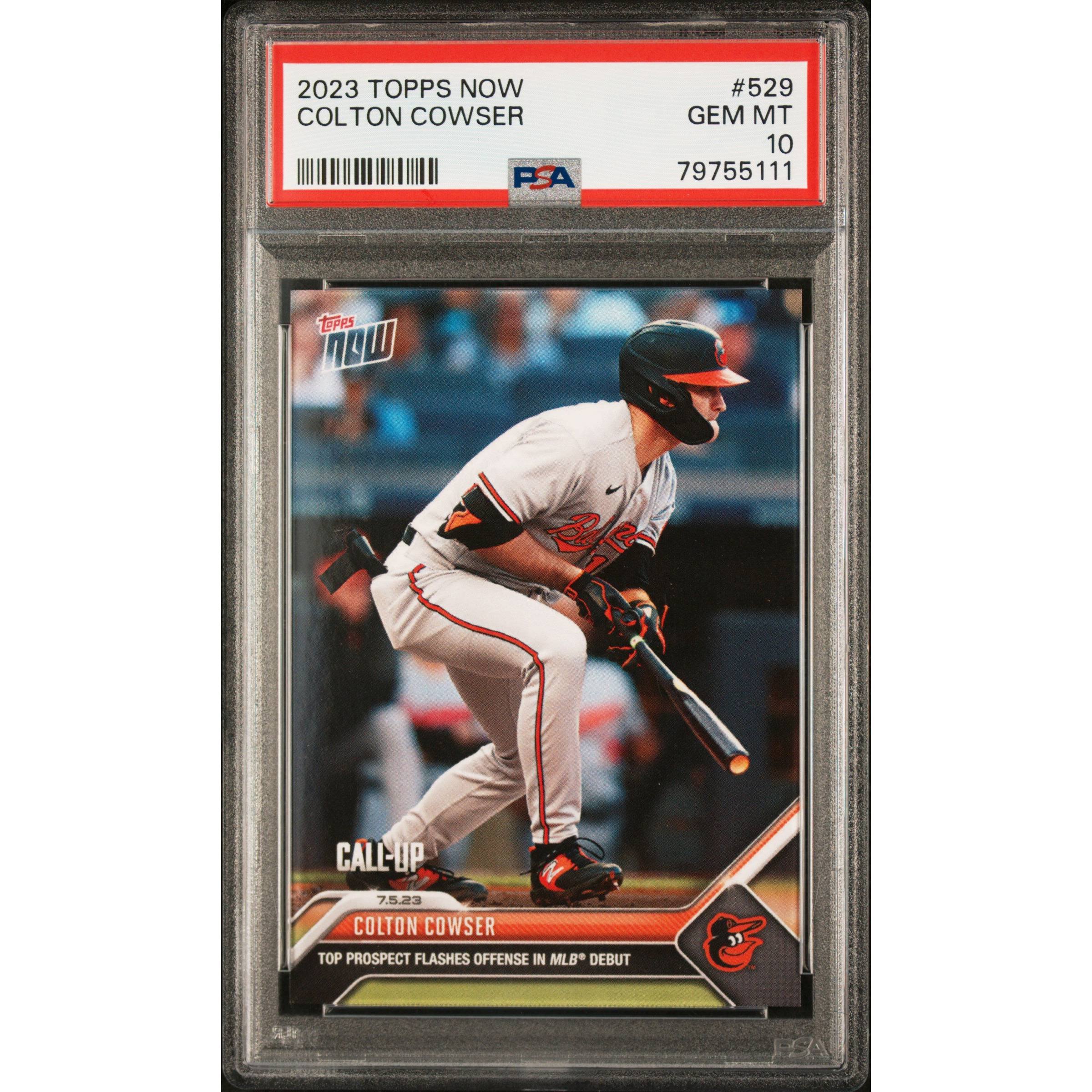 Graded 2023 Topps Now Colton Cowser #529 Rookie Card PSA 10