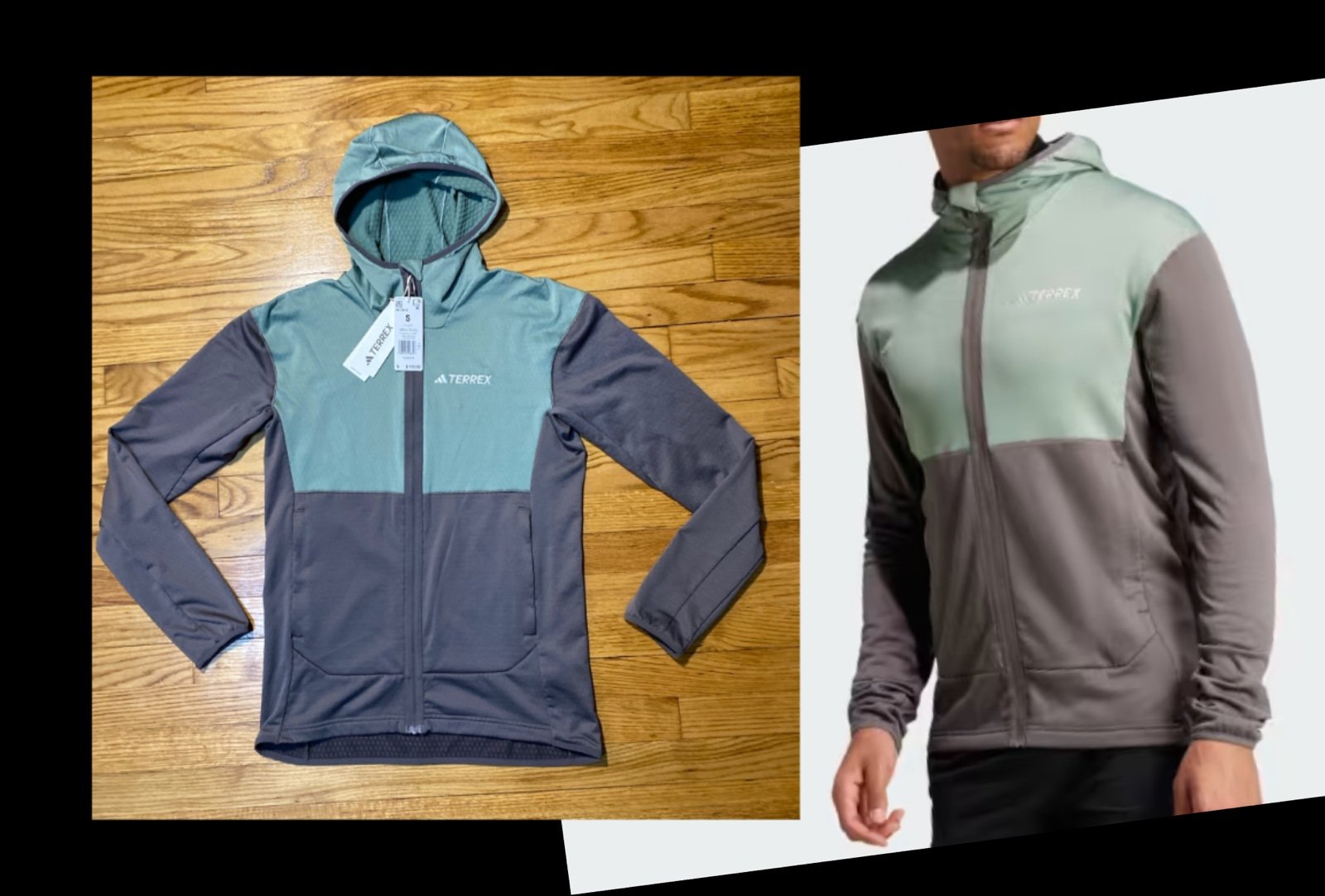 Adidas Terrex Xperior Light Fleece Hooded Jacket Silver Green Men’s Sz S New!