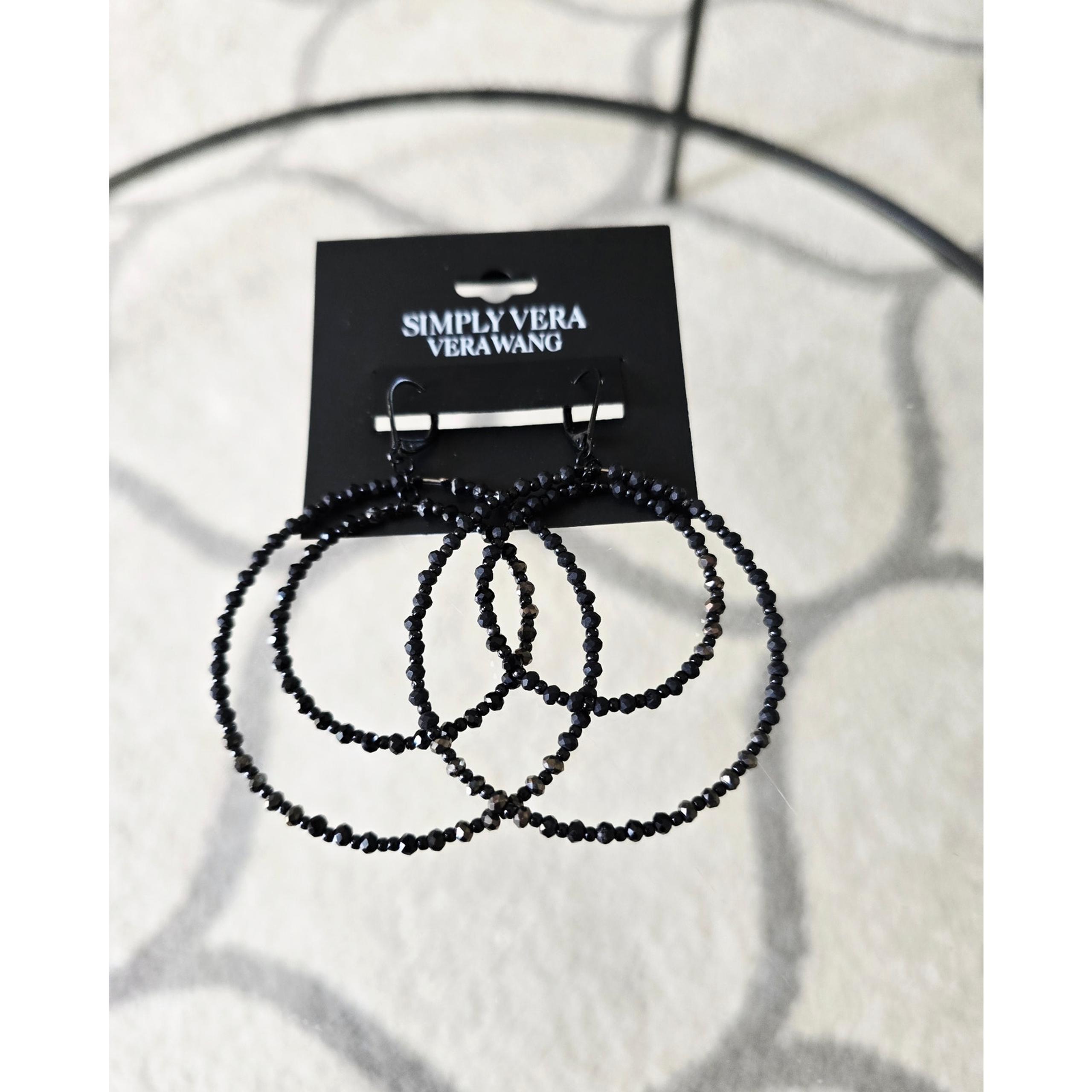 Simply Vera By Vera Wang Black Circle Earrings New