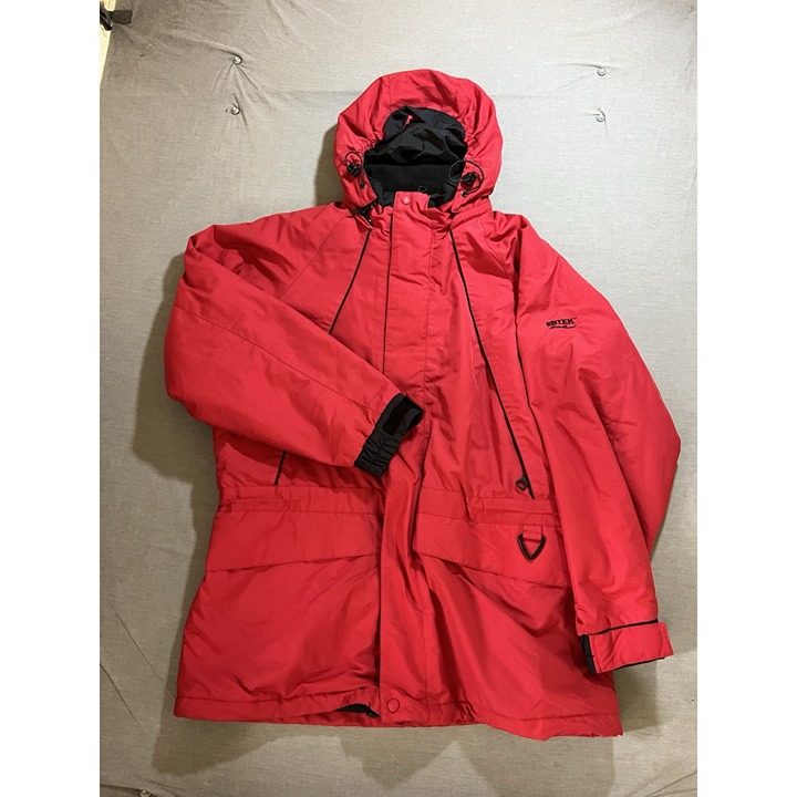Eddie Bauer Ebtek Jacket Mens Large Red Insulated Parka Ski Snow Long Hooded.