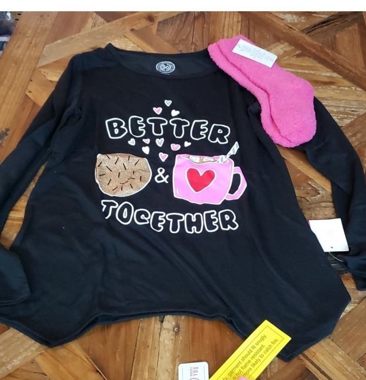3 pos SO pajamas Top, bottoms (so NWT) soft ) socks BETTER TOGETHER