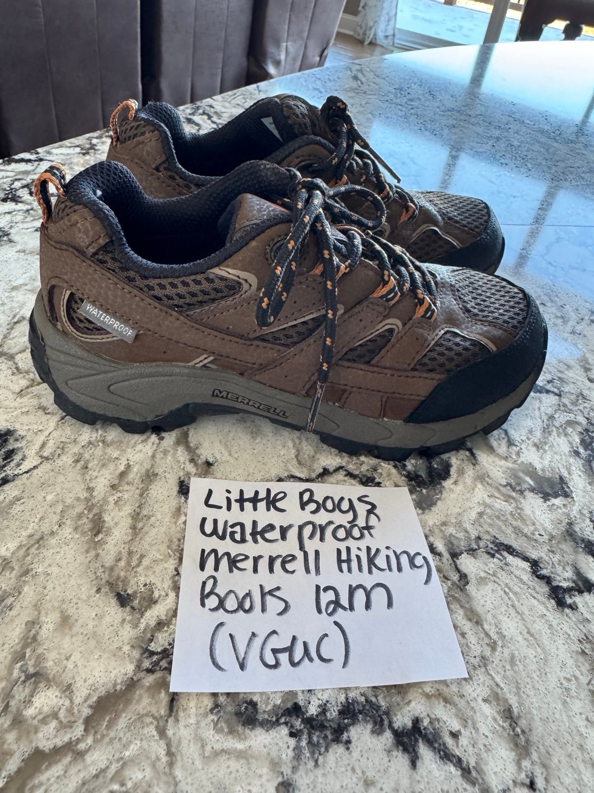 Merrell Unisex 12C little kids waterproof hiking snow boots size