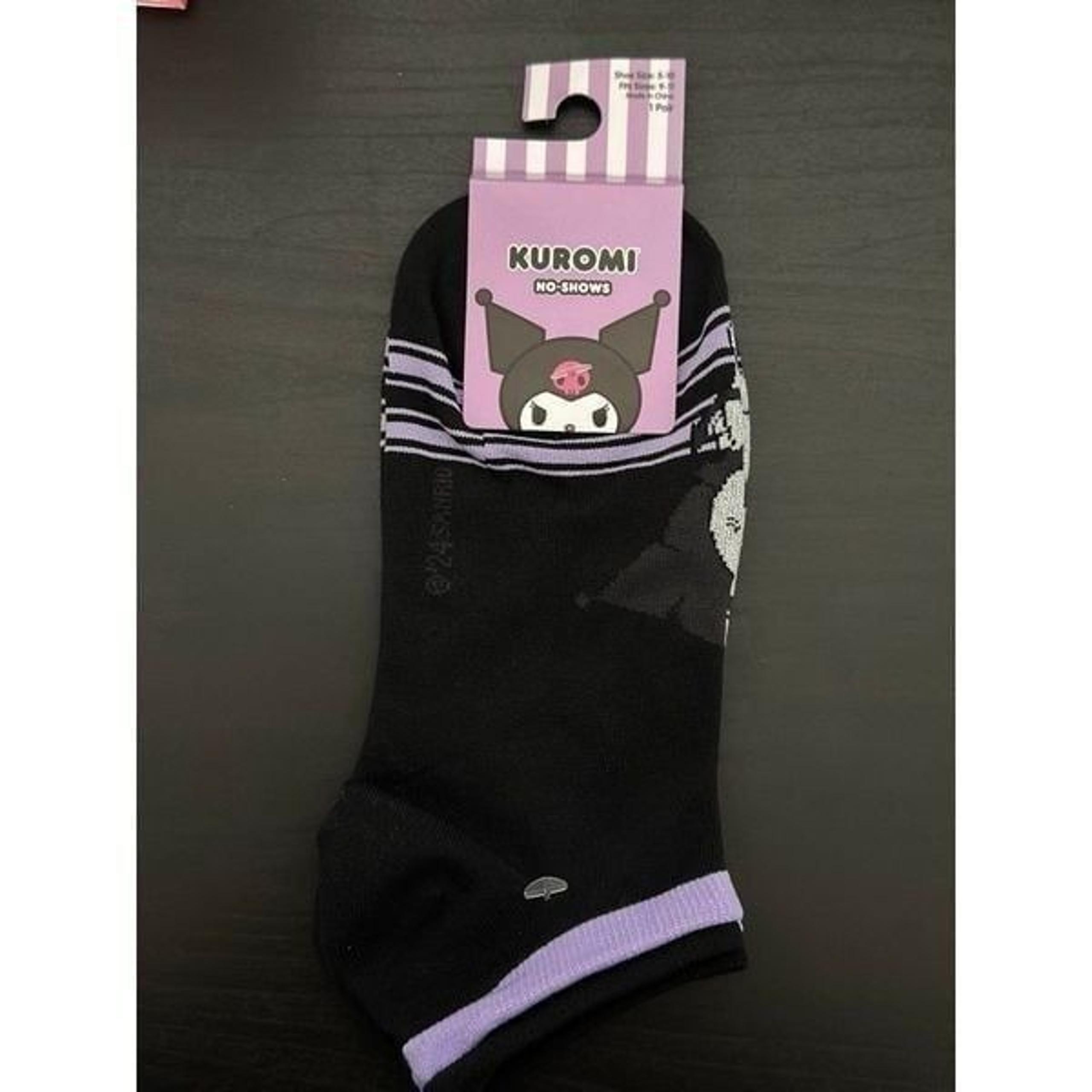 Kuromi Purple Stripe No-Show Socks