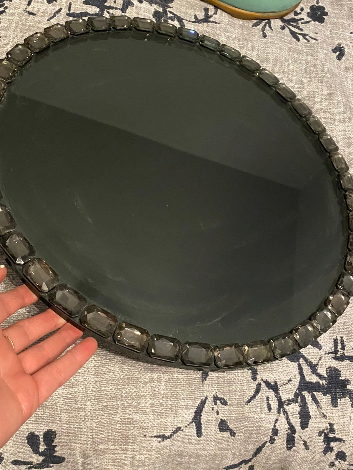 Black lazy susan tray with black gems al
