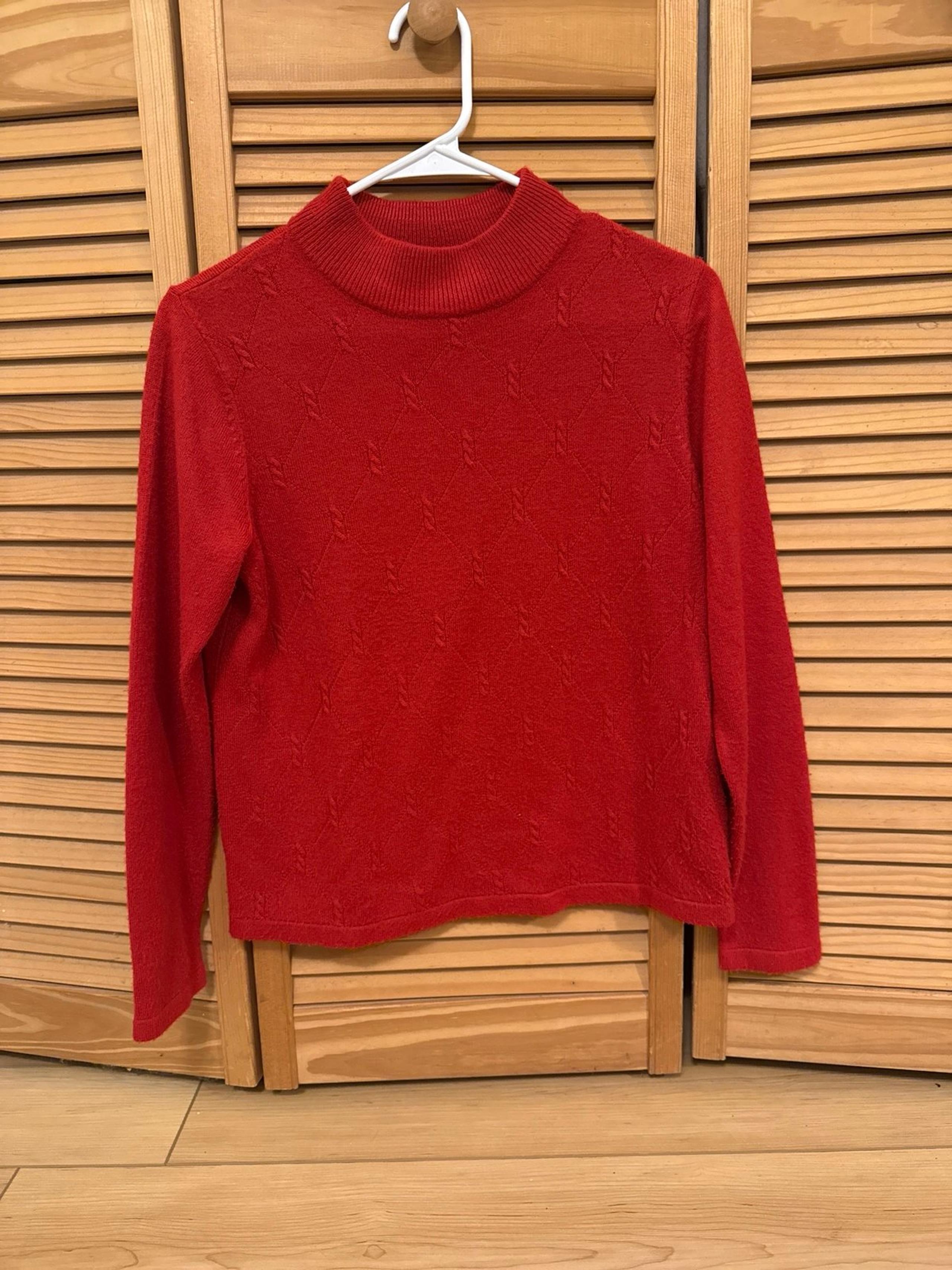 Red mockneck sweater