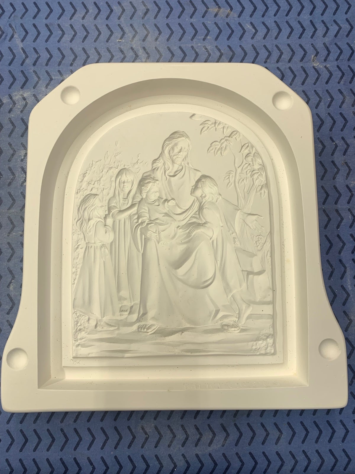 VINTAGE 1995 Ceramic Slip Mold Doc Holliday - Religious Jesus w/Children Plaque