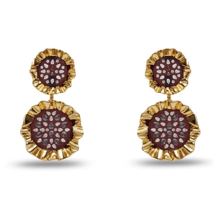 Lele Sadoughi Rootbeer Sunflower Drop Earrings