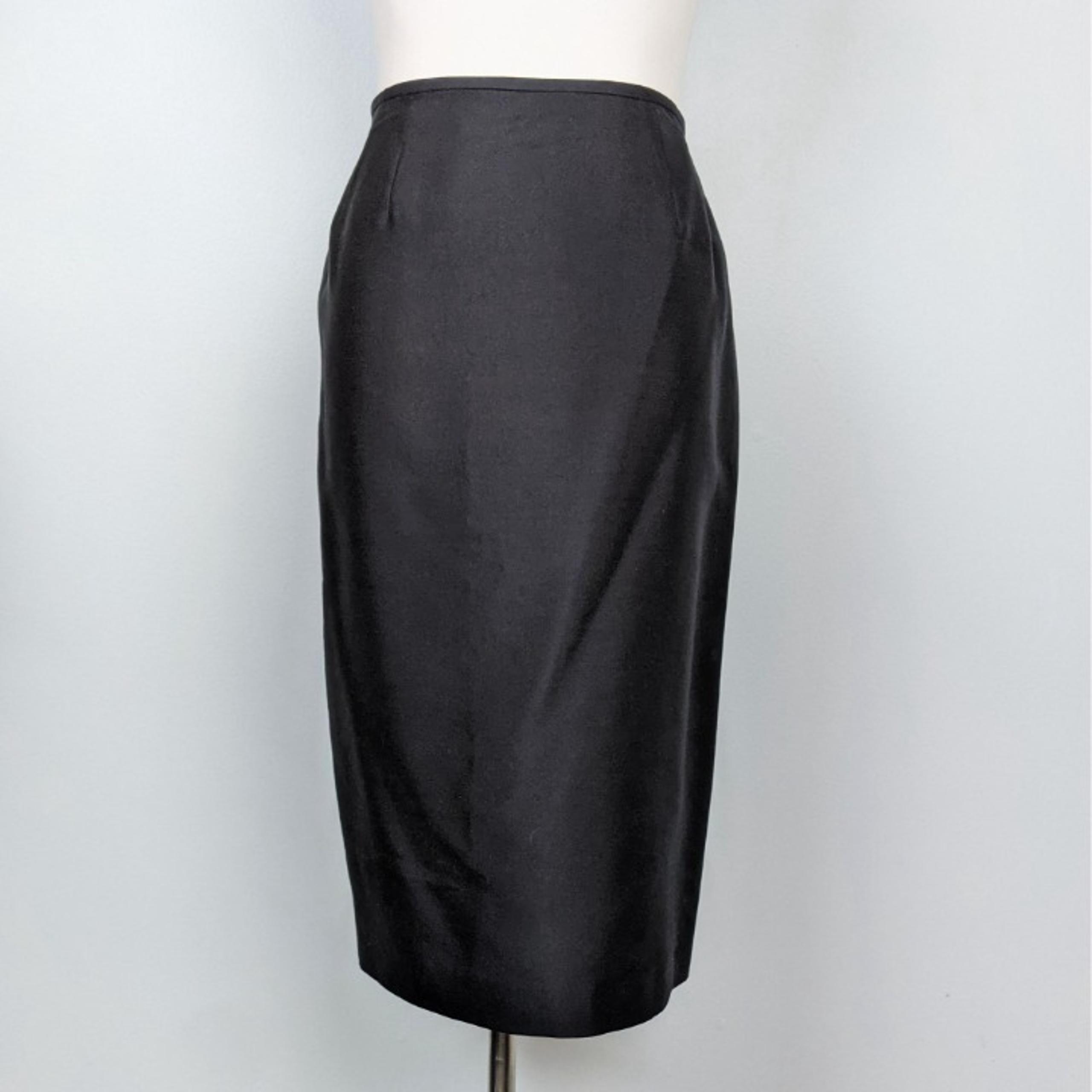 Albert Nipon Classic Black Pencil Skirt Wool Silk 6 Career
