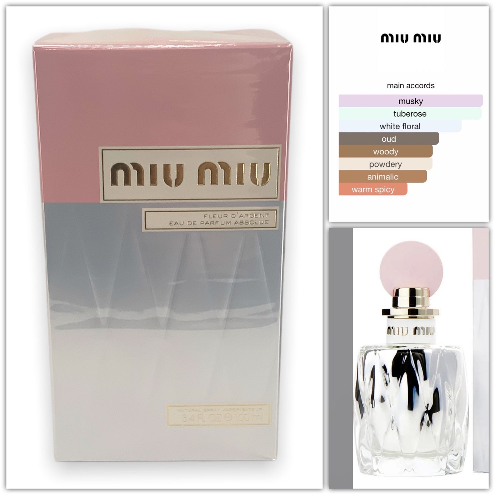 Miu Miu Perfume FLEUR D'ARGENT ABSOLUE 3.4 oz/ 100 ml 70% off cheap