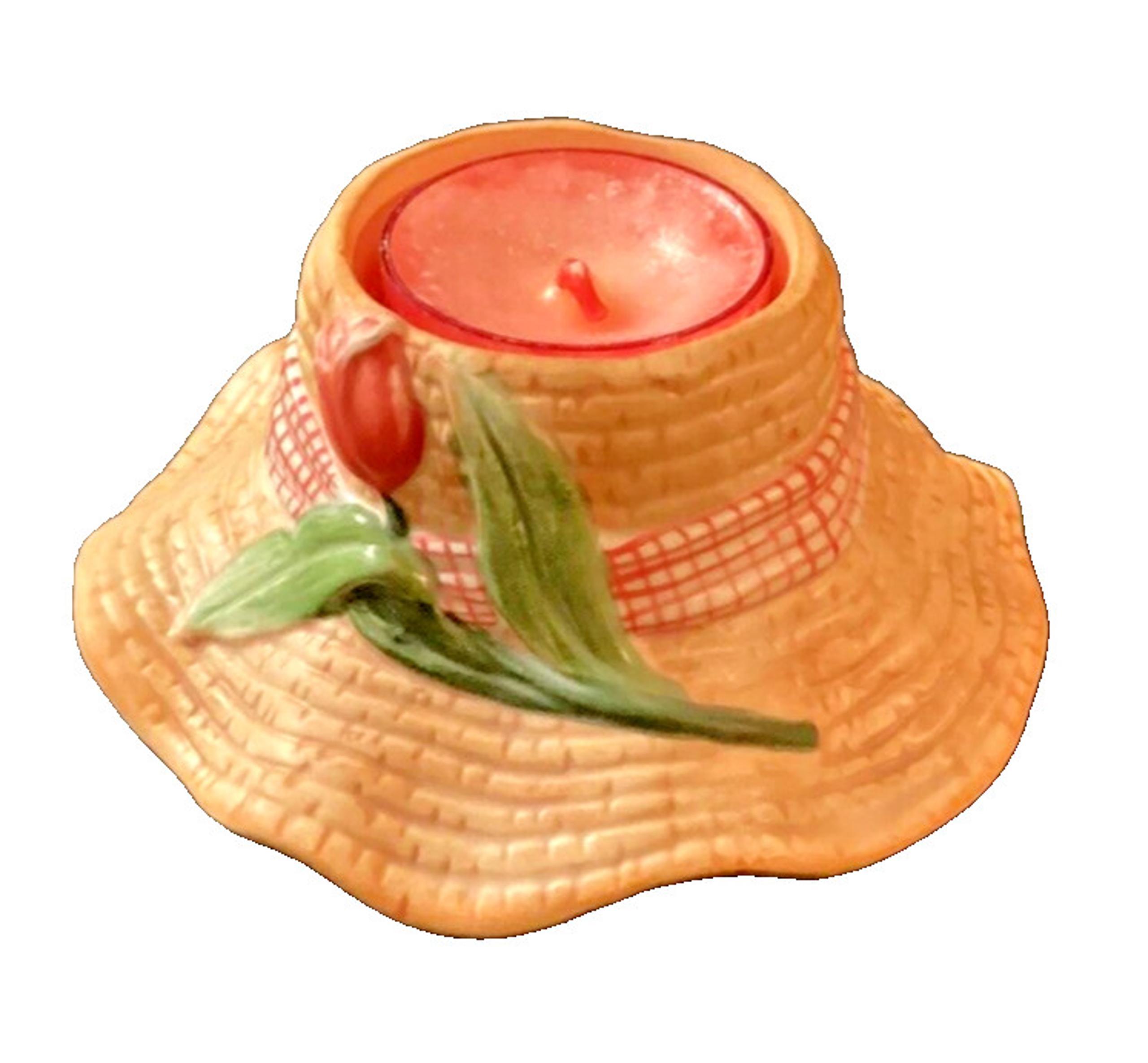Yankee Candle Tea Light Holder Straw Hat Tulip Garden Spring Small Retired