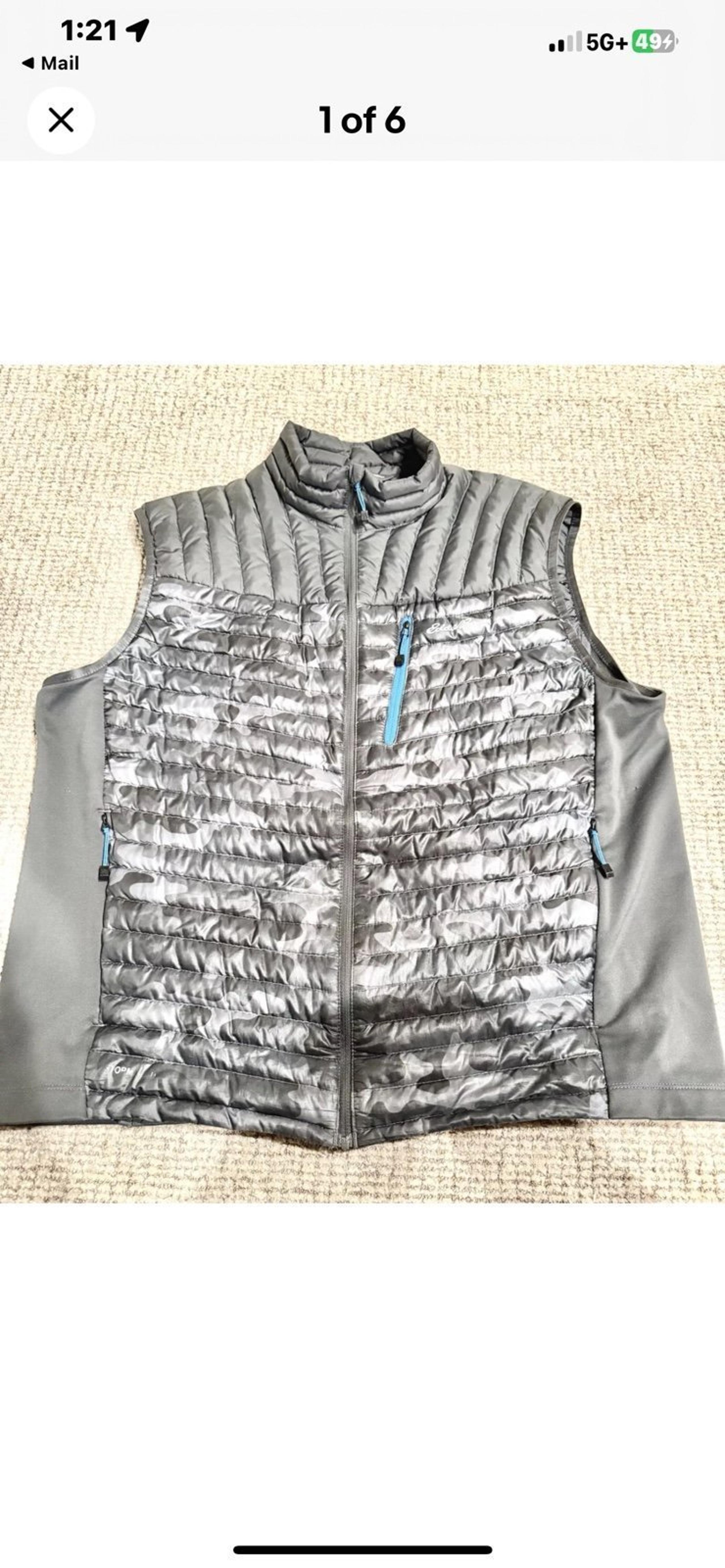 EDDIE BAUER FIRST ACCENT GOOSE DOWN VEST EUC MENS XL very rare camo color
