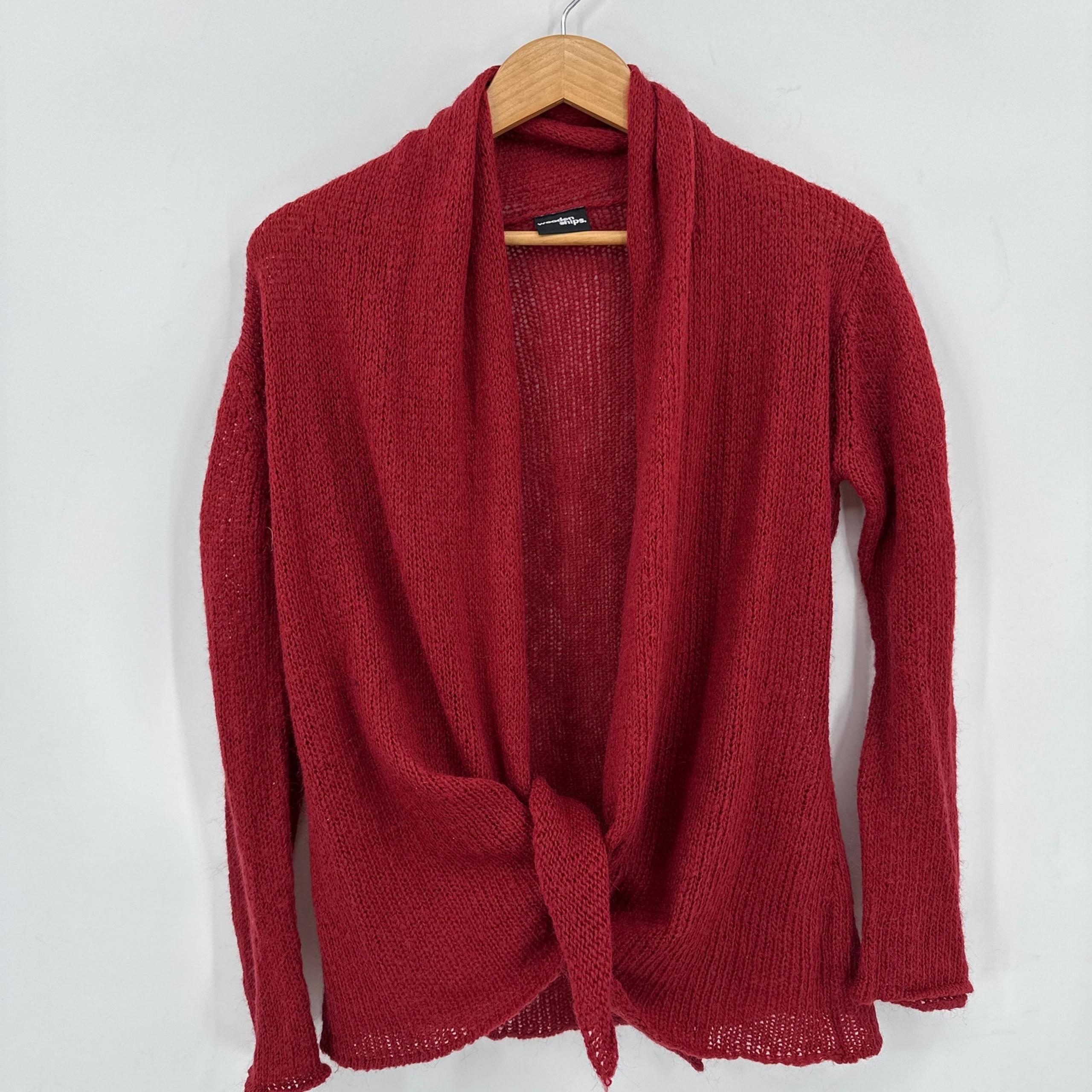 Wooden Ships Brick Red Open Front Loose Knit Cardigan Sweater Size M/L