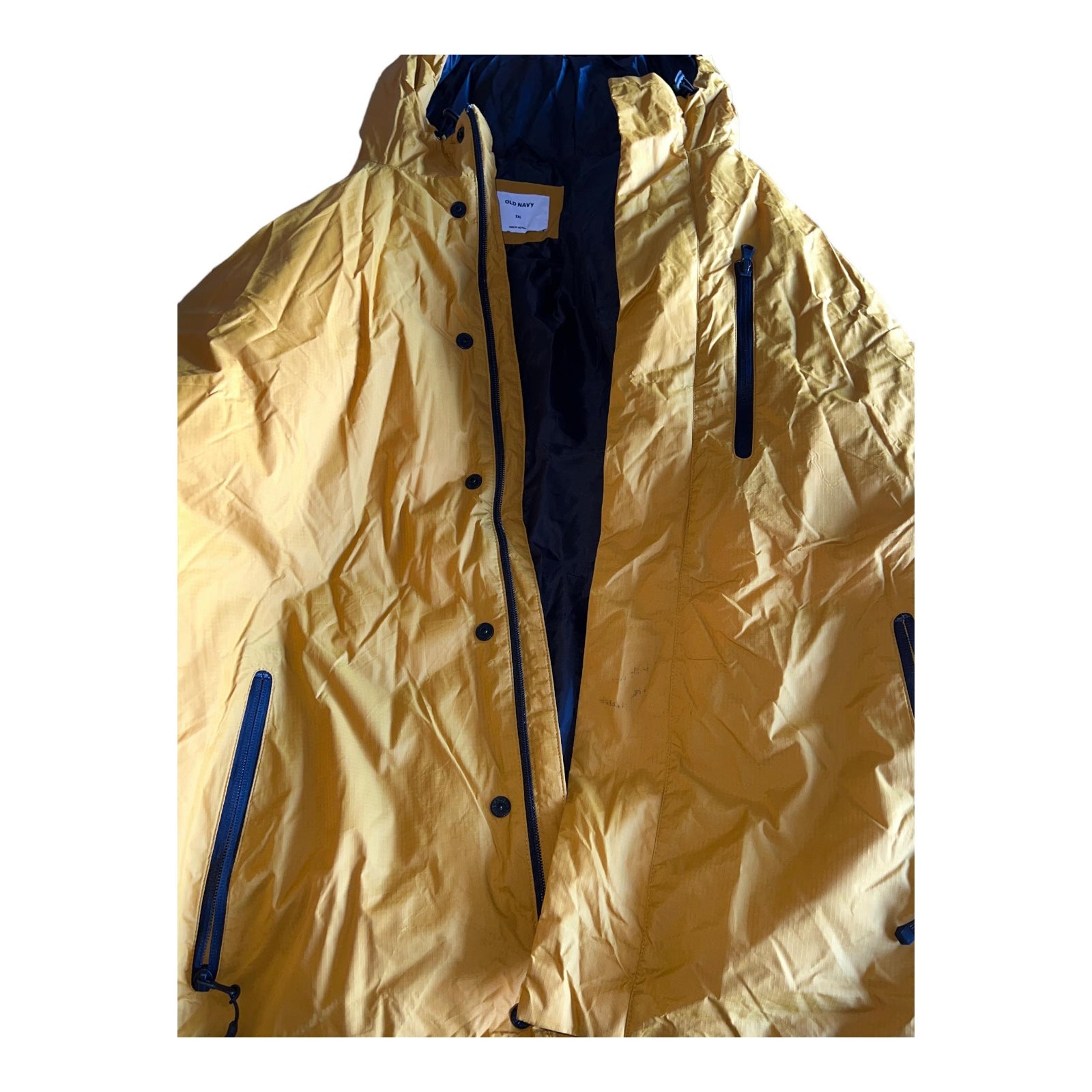 Yellow Old Navy Winter Coat Puffer Jacket Hooded Men's XXL Water Resistant
