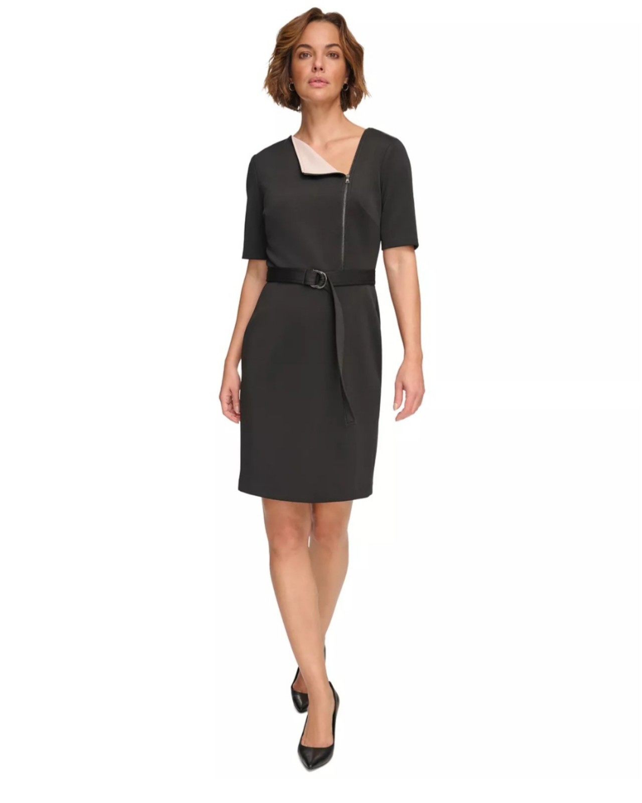 Dkny Women's Colorblocked Asymmetric-Neck Dress sz8 129