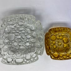 Set of Vintage 1970s Retro Libbey 6” & 4” Square Pebble Glass cigarette Ashtrays