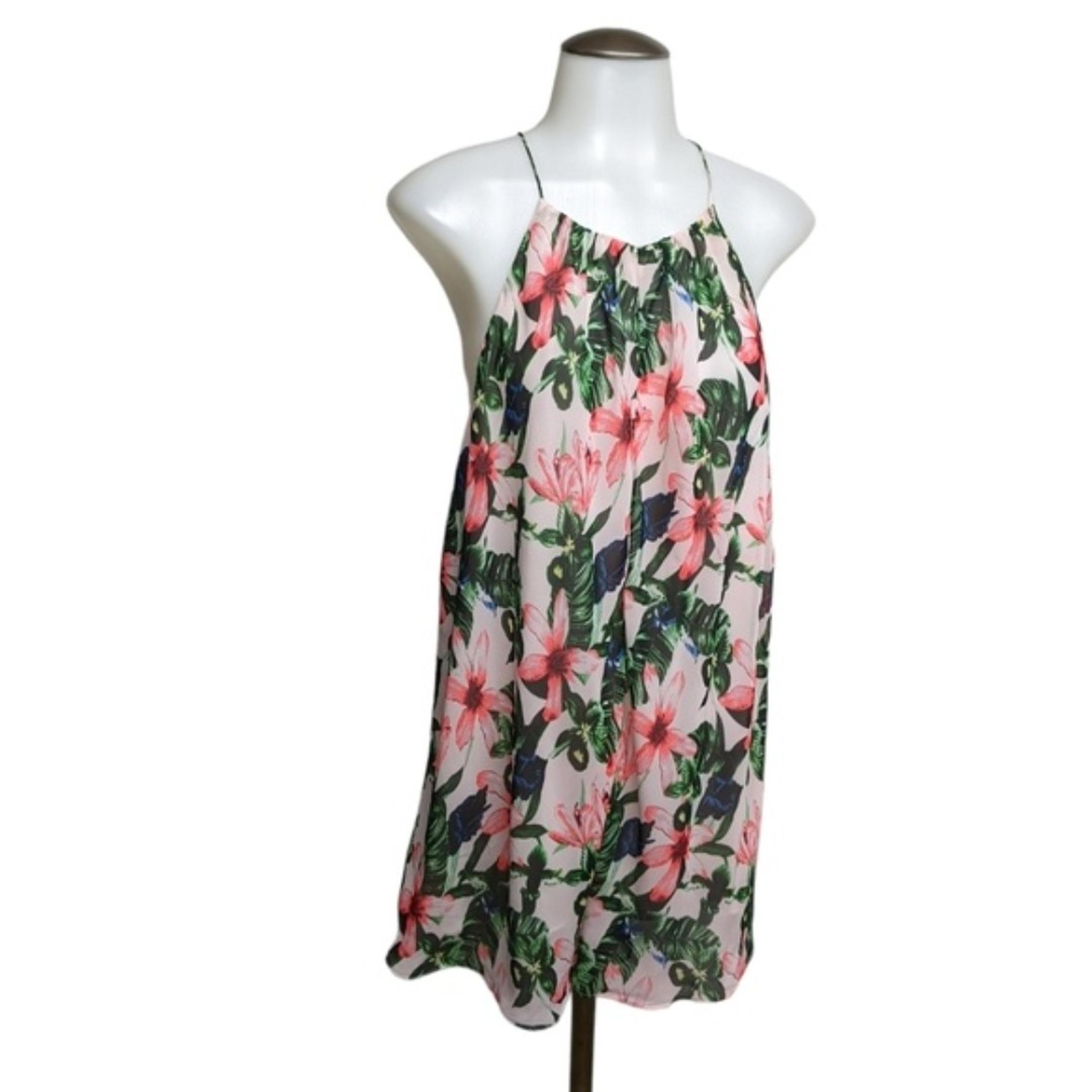 Vince Camuto Tunic / Blouse Large Sleeveless Spaghetti Straps White Floral L