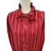 Vintage 70s Schrader Red Blue Floral Long Sleeve Maxi Dress XL Secretary Office