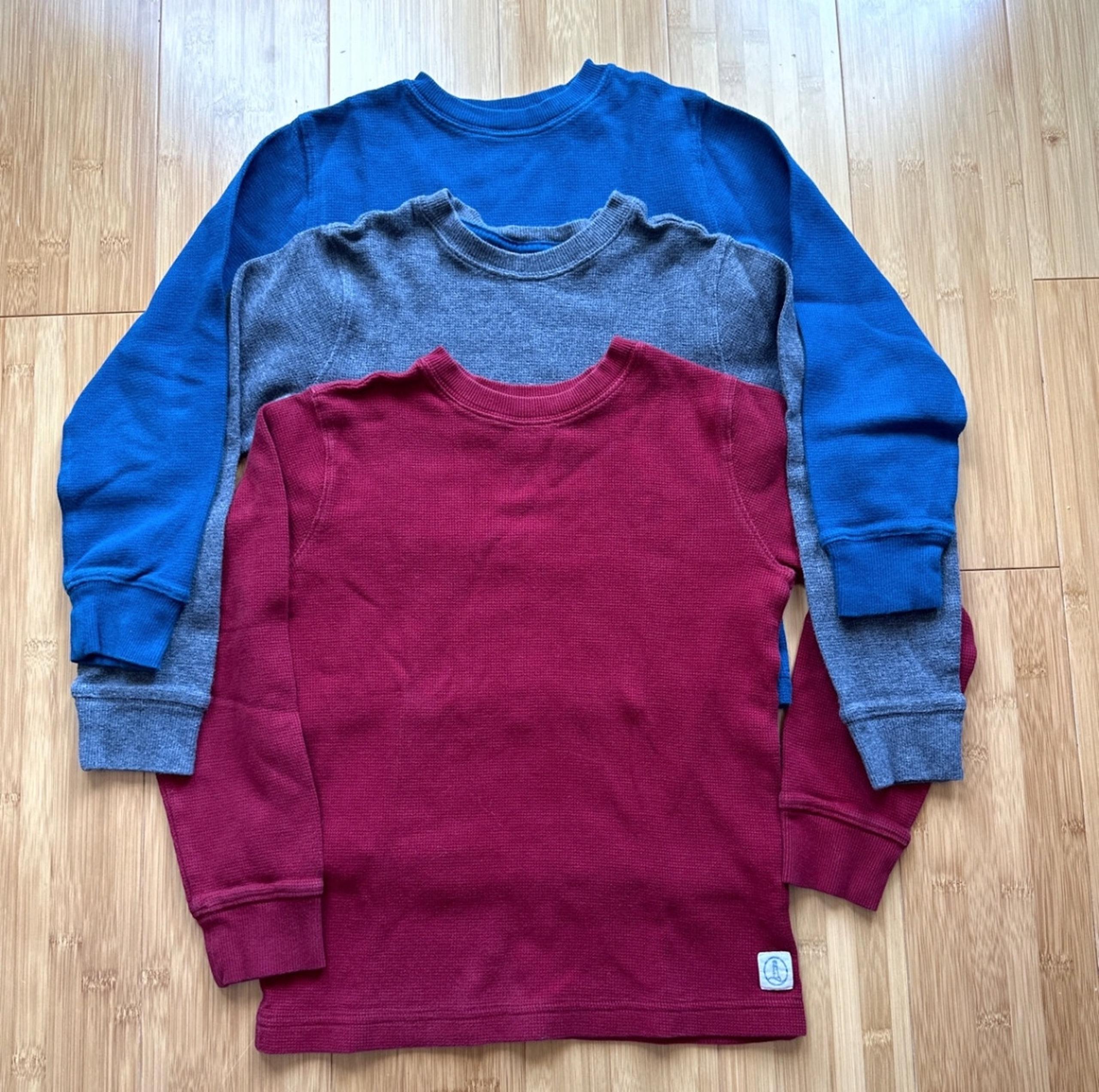 Lands End Waffle Knit Long Sleeve Crewneck 3 pack