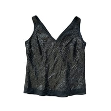 BANANA REPUBLIC Black Sequin Silk Blend Tank Top Size M