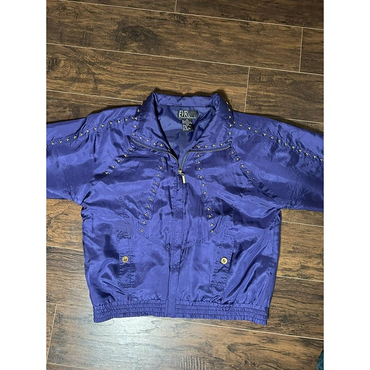 RARE VTG Trippy Beaded EVR Div. of Rousso Women’s Windbreaker Medium Purple 80's