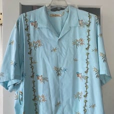 Tommy Bahama Original Fit Camp Hawaiian Shirt Blue Floral Silk Size XXL