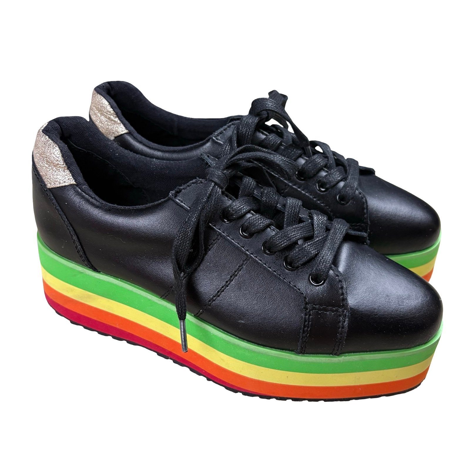 Y2K Kidcore Goth Rainbow Platform Sneakers Very Volatile 7.5
