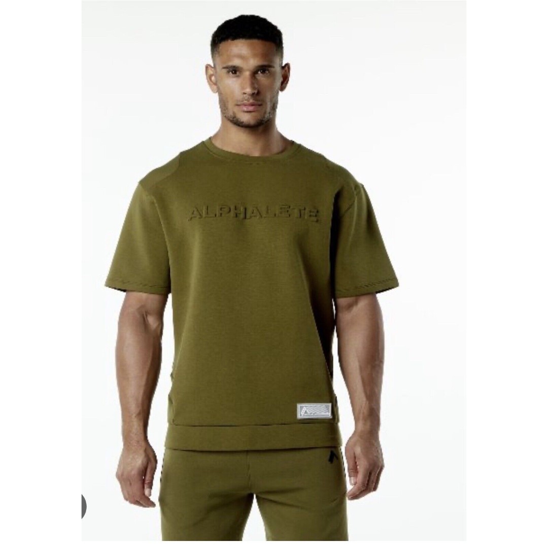 Alphalete ELMTS Half Sleeve Pullover - Moss ,Size Large