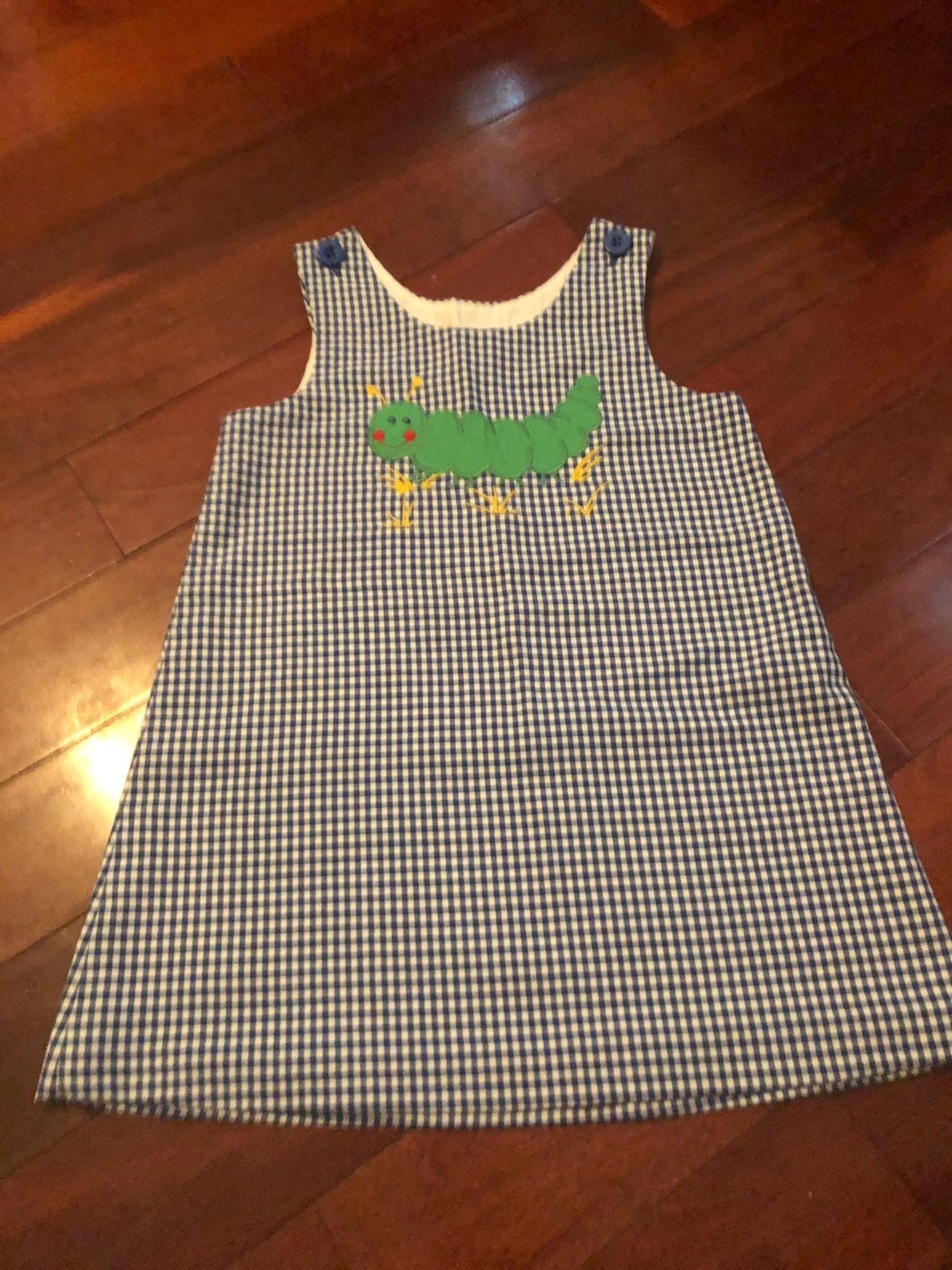Kelly’s Kids Blue Gingham Caterpillar Jumper Dress Girls 4