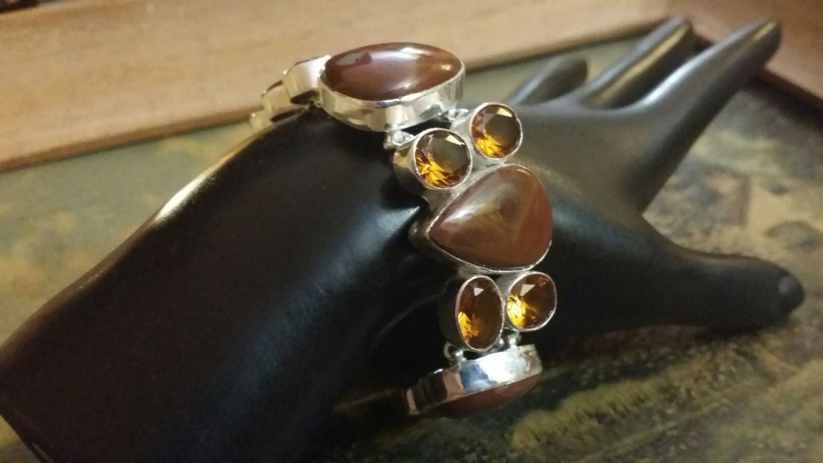 Jasper citrine Bracelet Sterling Silver