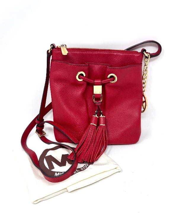 Michael Kors Camden Drawstring Crossbody Bag in Fire Engine Red