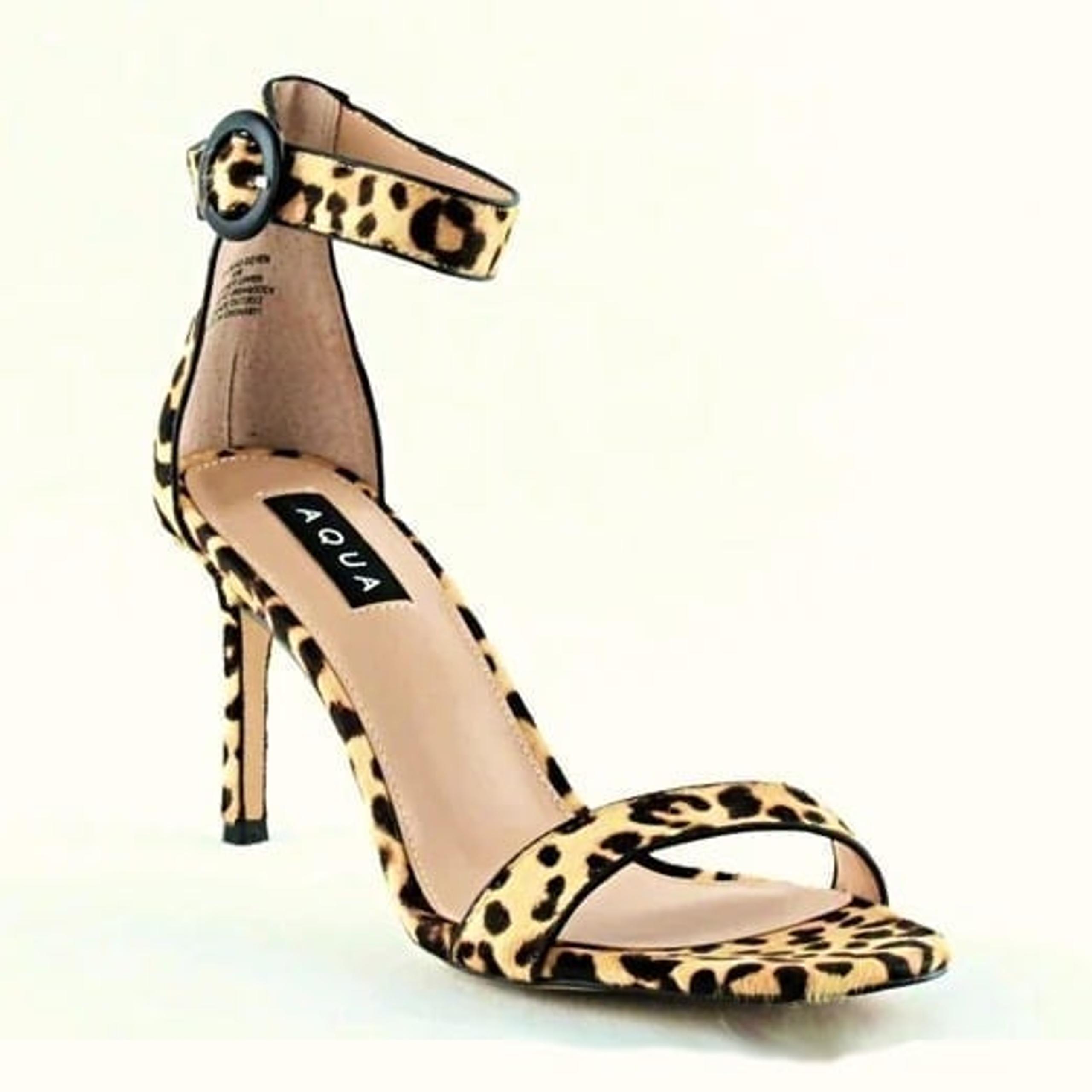 Aqua Women's Seven Leopard Print Calf Hair High-Heel Sandals Size 7 (MSRP $119)