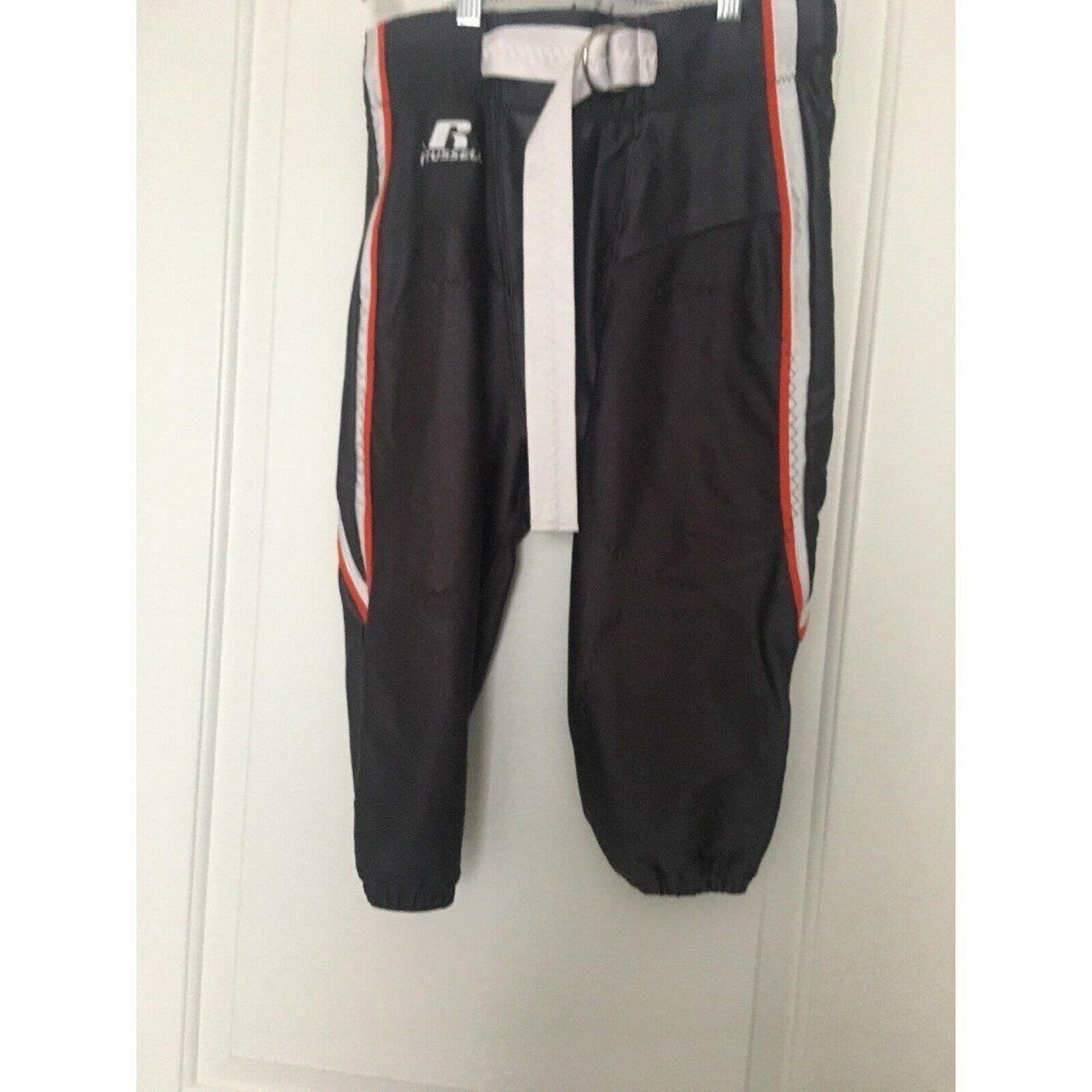 Russell Athletic Men's Blitz Pants Belted Size Large Gray Orange White Stripe